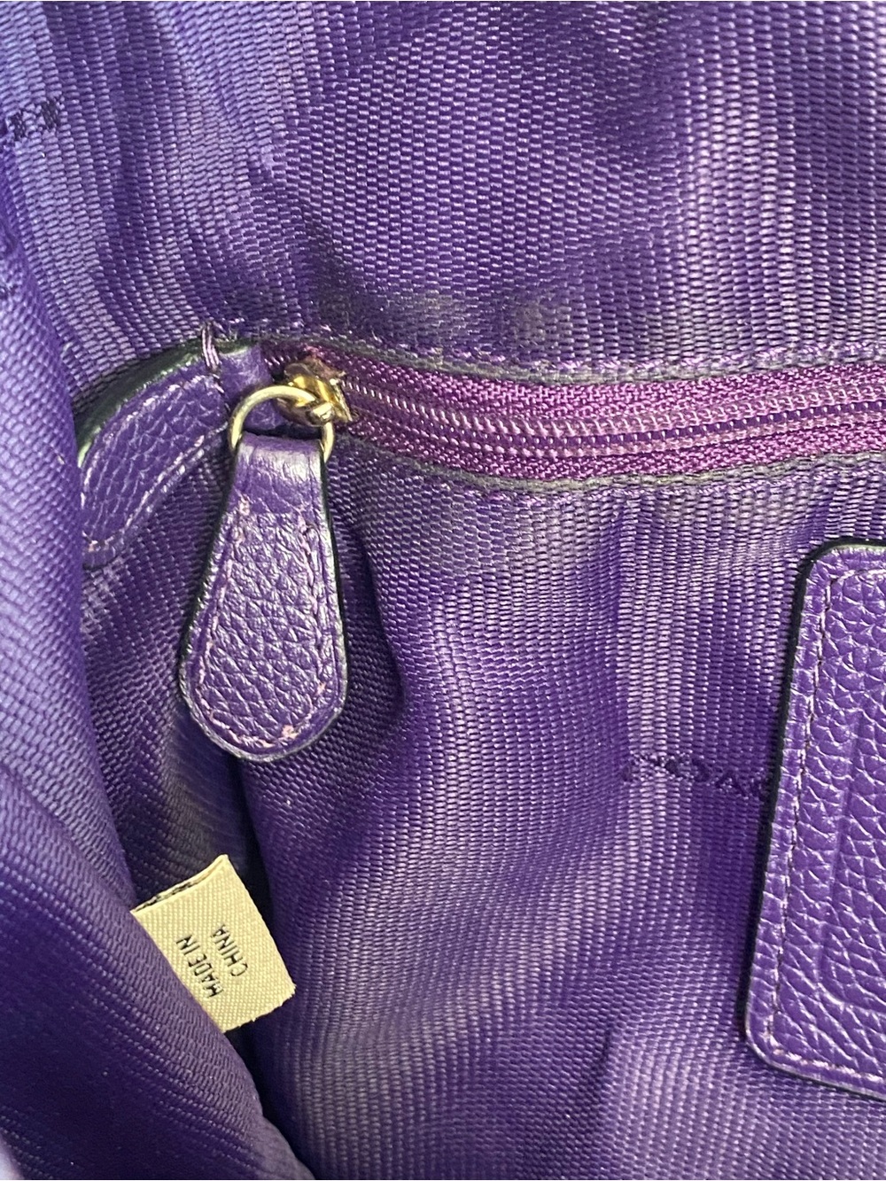 Coach Deep Purple Leather Shoulder Bag with Embossed Carriage - Picture 13 of 16